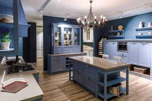 Blue Cabinets in Large Kitchens