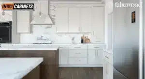 marble-countertop-oak-island-white-cabinets-kitchen