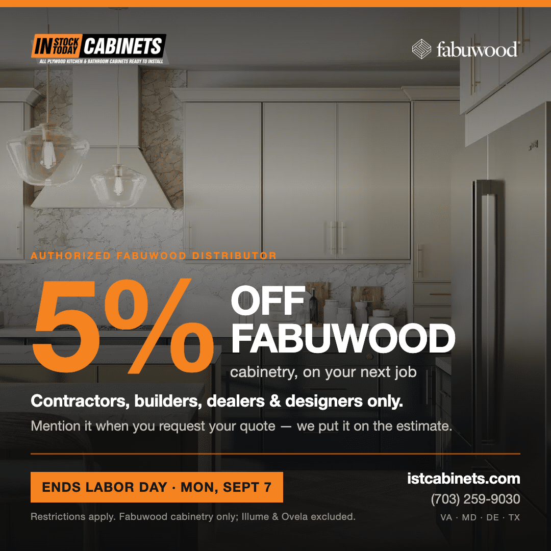 IST Cabinets contractor offer: 5% off any Fabuwood order through Labor Day 2026