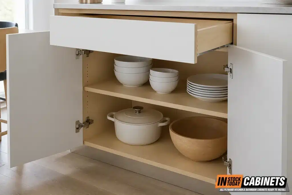frameless-cabinets-full-access-interior-Frameless Kitchen Cabinets: What You Gain and Give Up